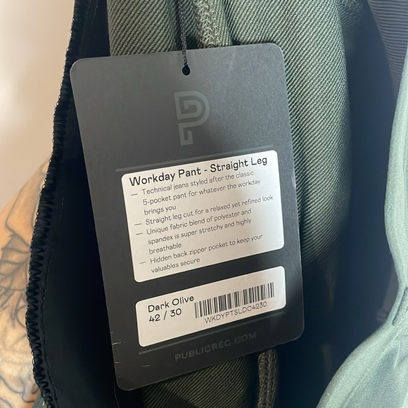 Public Rec | Men’s Workday Straight Leg Pants in Dark Olive Size 42x30 NWT - Picture 7 of 8